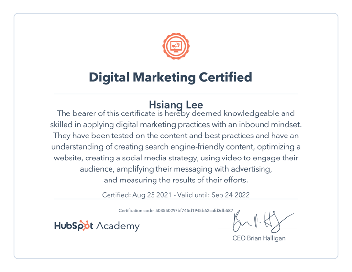hubspot digital marketing certified