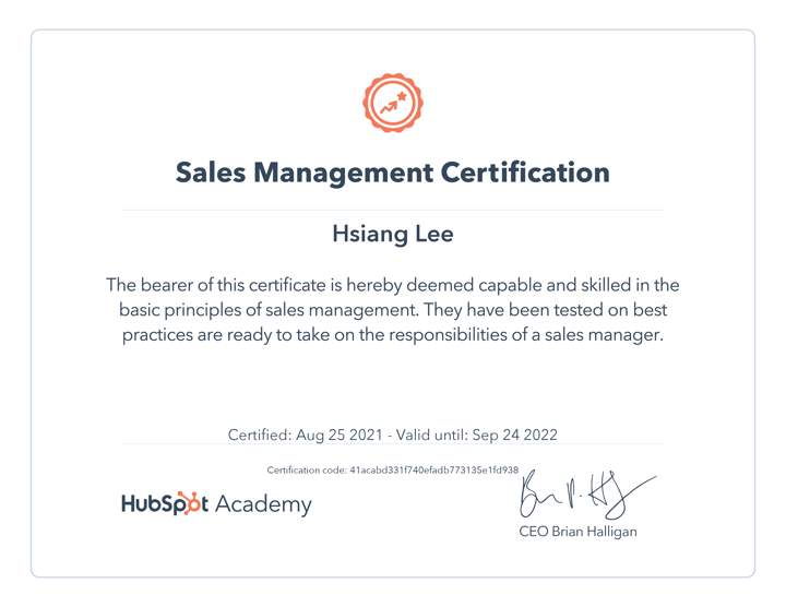 hubspot sales management certification