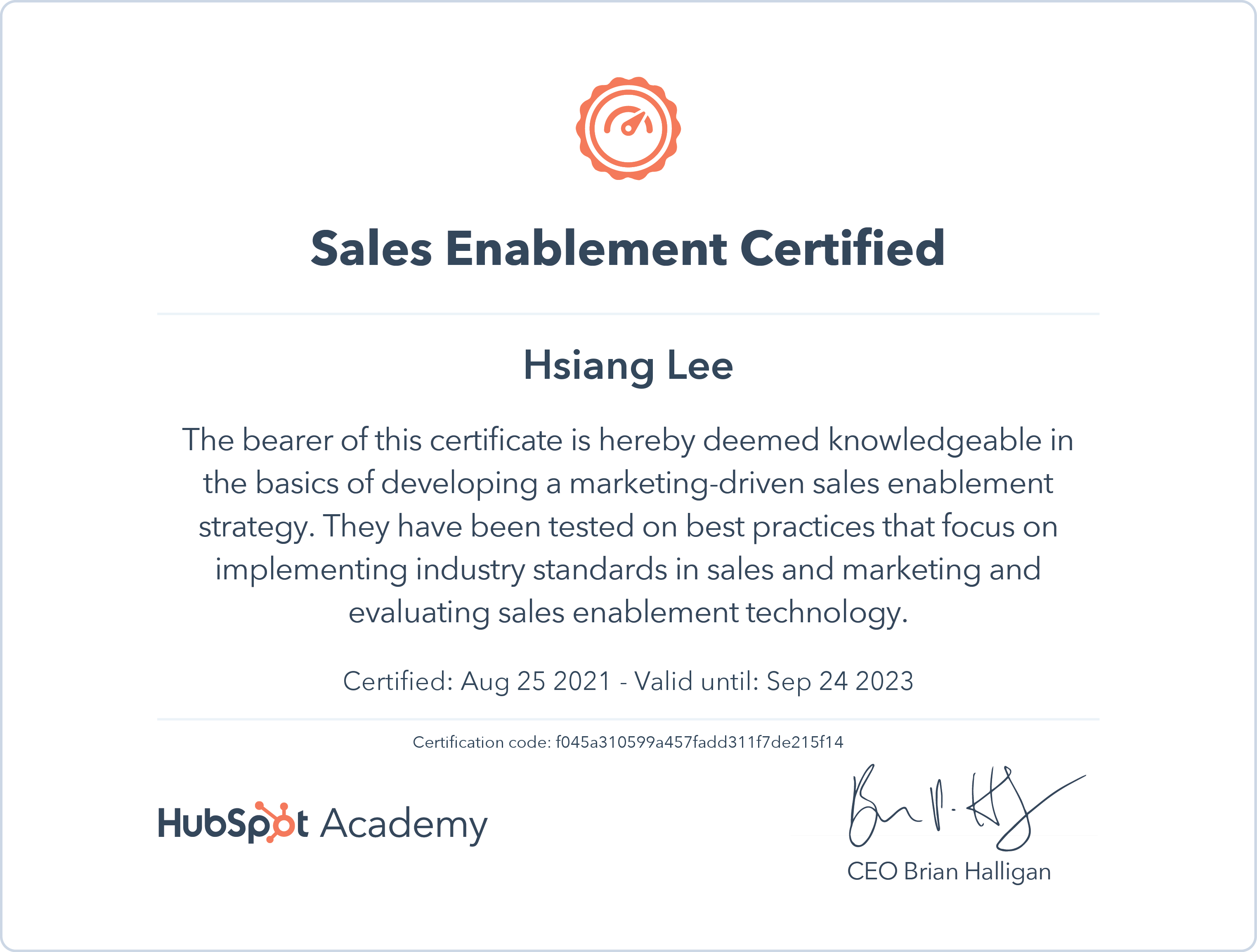 hubspot sales enablement certified